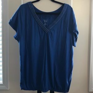 Lane Bryant Beaded V Neck Short Sleeve Shirt